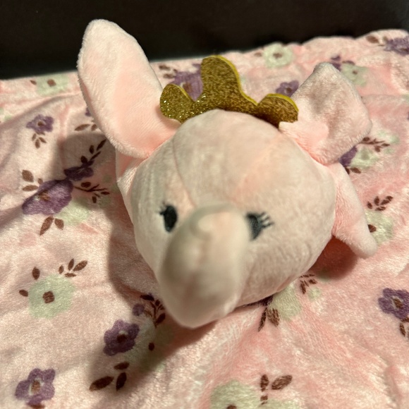 Manhattan Baby Luxe Plush Elephant Floral Lovey/Security Blanket - Picture 2 of 8